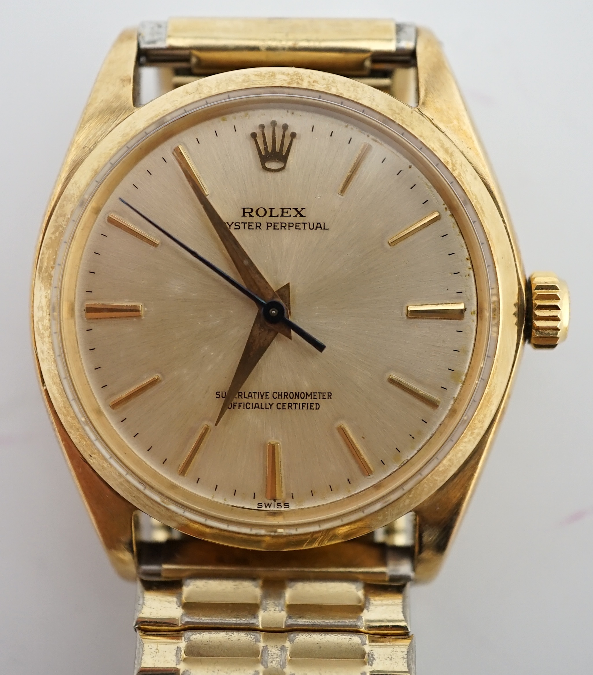 A gentleman's early 1960's 9ct gold Rolex Oyster Perpetual wrist watch